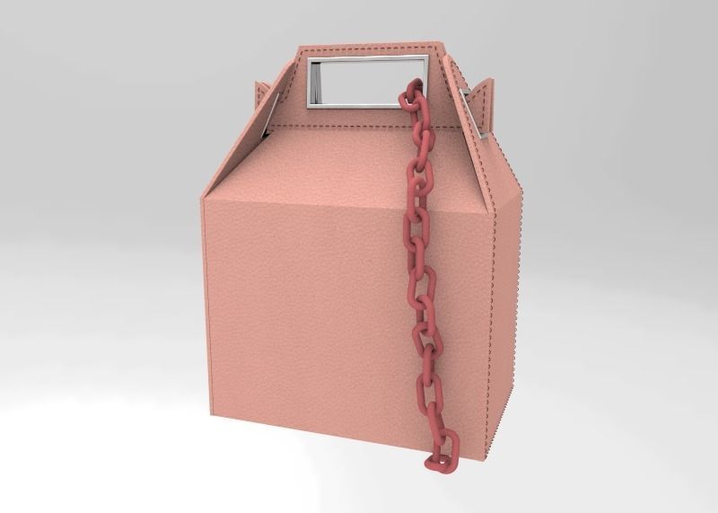 Box-styled handbag 3D model_4