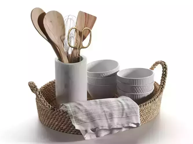 Basket with Utensils and Napkins