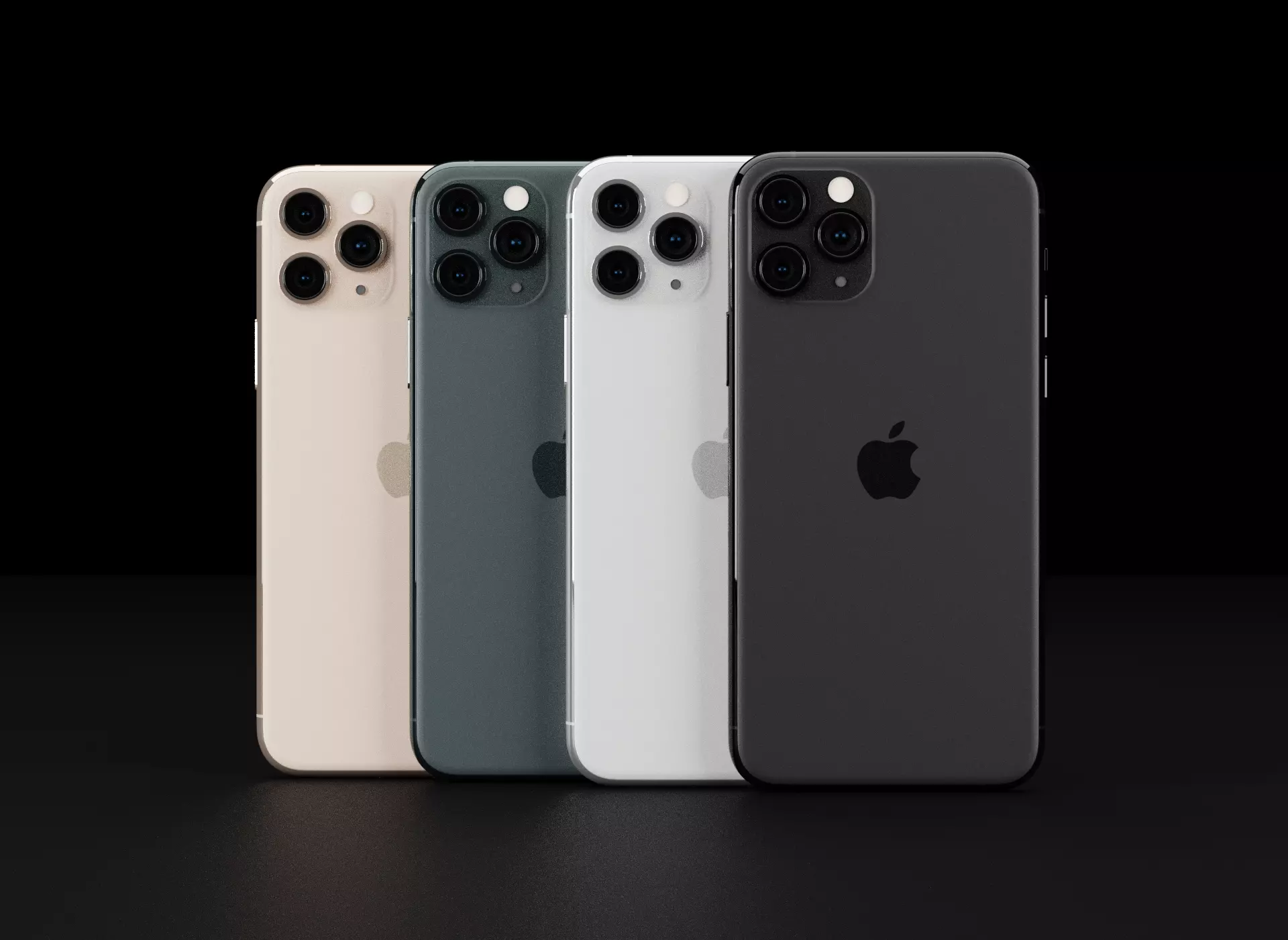 Apple iPhone 11 Pro In All Official Colors and Dimensions Low-poly 3D model_0