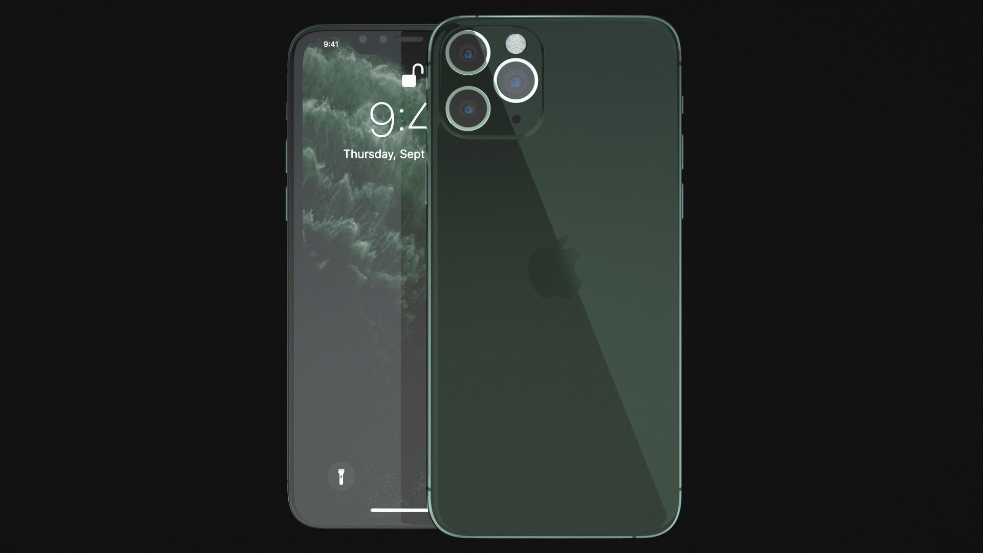 Phone 11 Pro Max Dark Night Green-C4D Modeling Rendering 3D model_1
