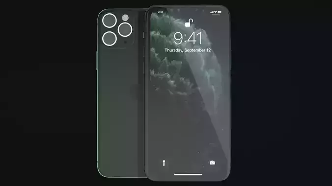 Phone 11 Pro Max Dark Night Green-C4D  Modeling Rendering