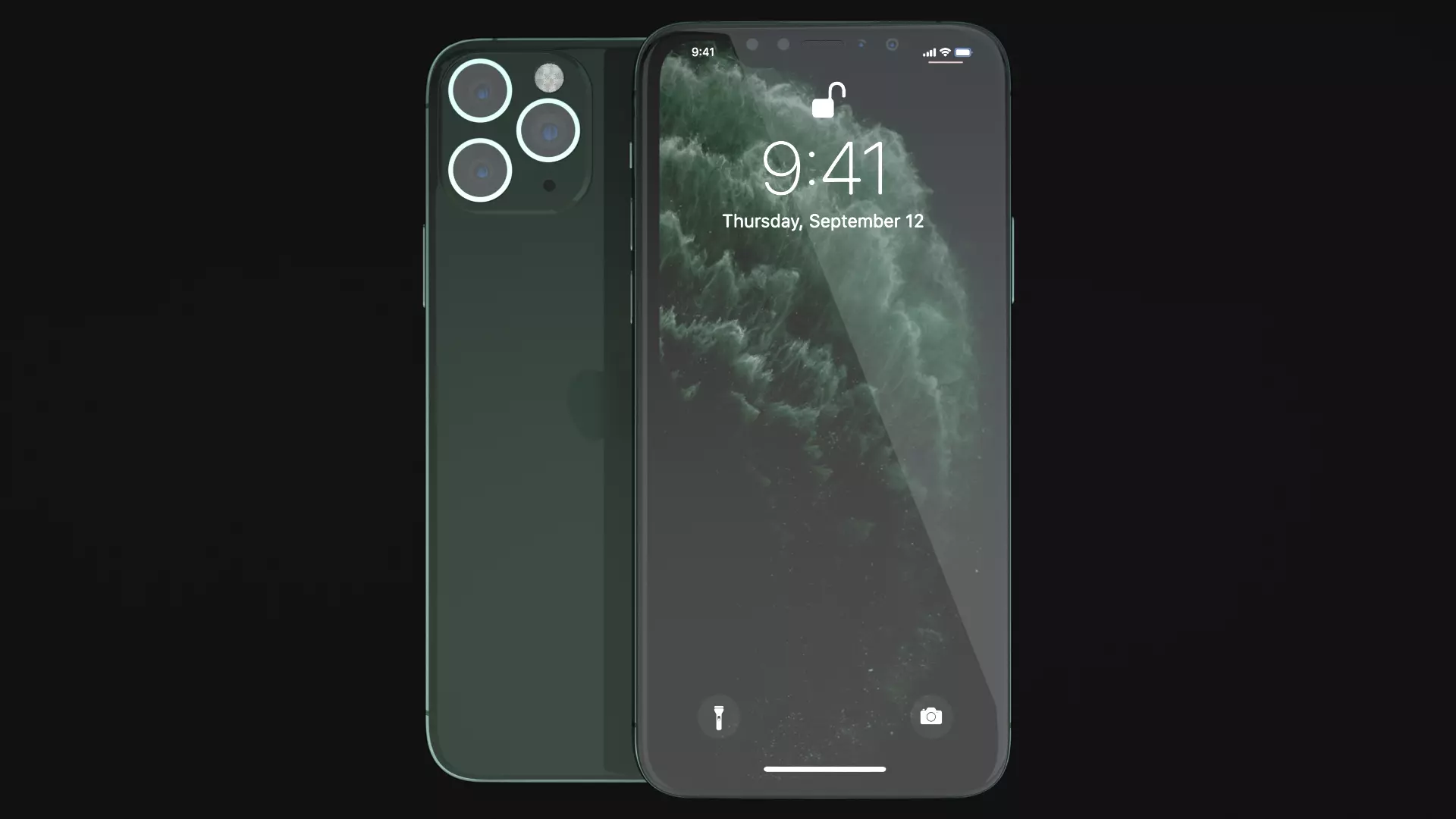 Phone 11 Pro Max Dark Night Green-C4D Modeling Rendering 3D model_0