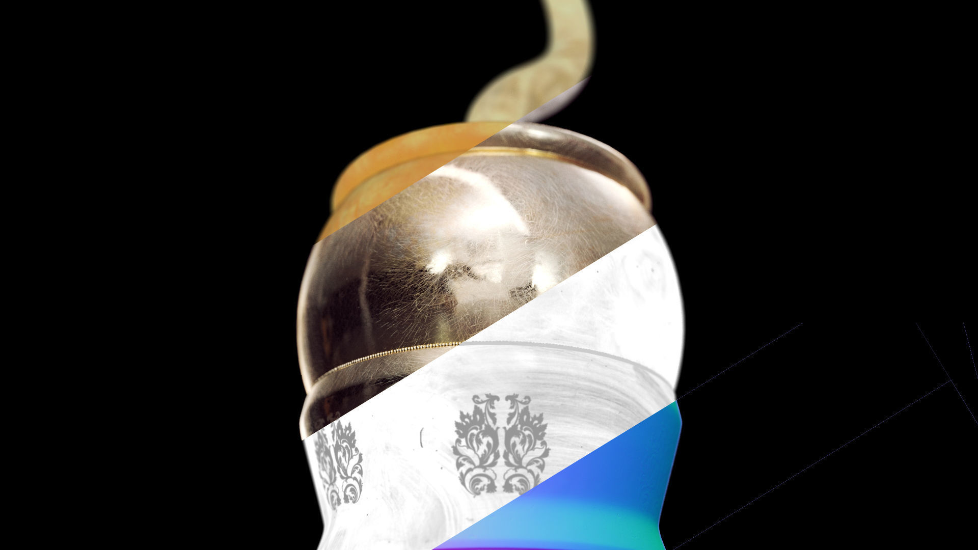 Hook golden PBR 3D model_2