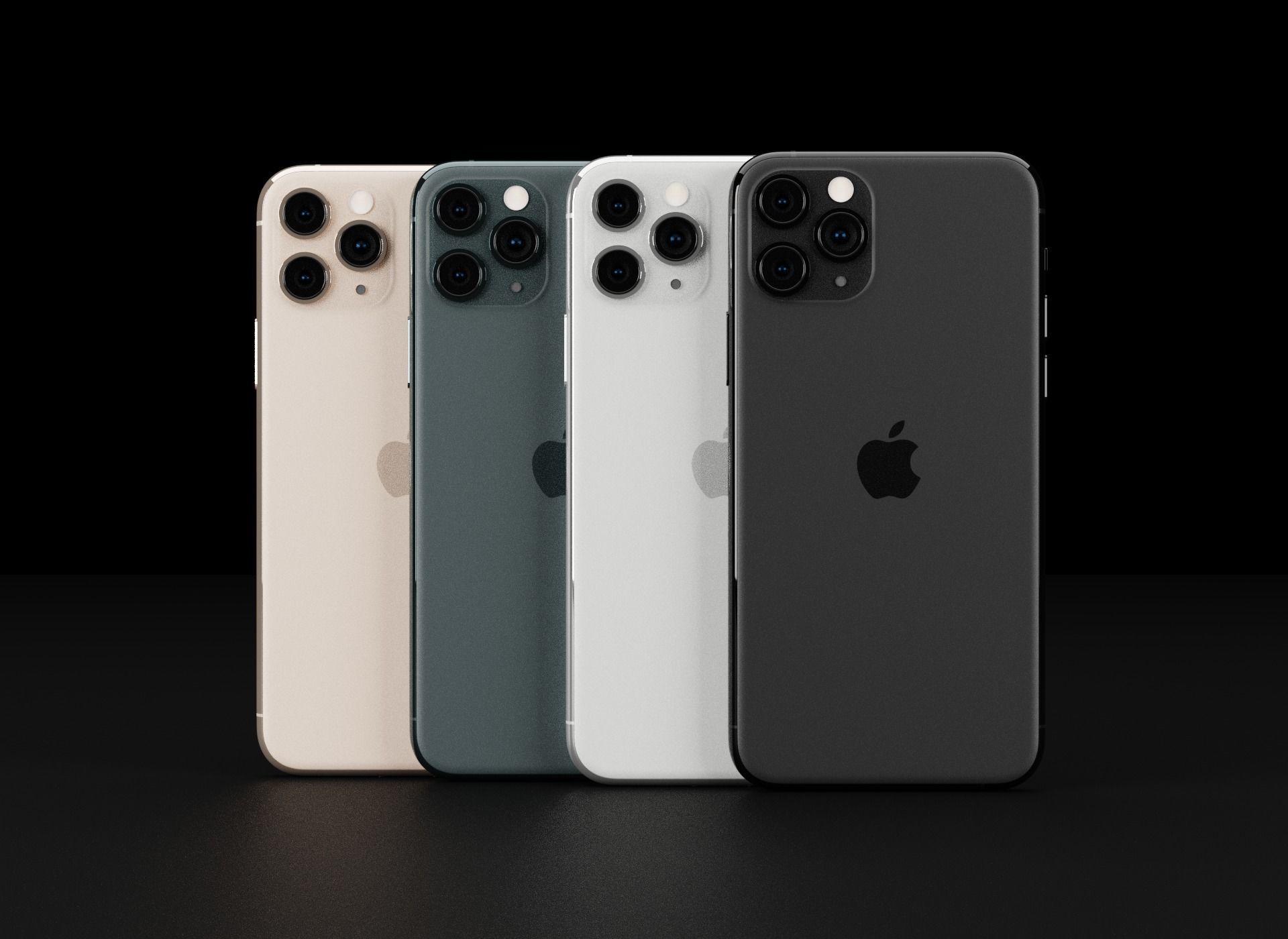 Apple iPhone 11 and 11 Pro and 11 Pro Max Official Colors Low-poly 3D model_4