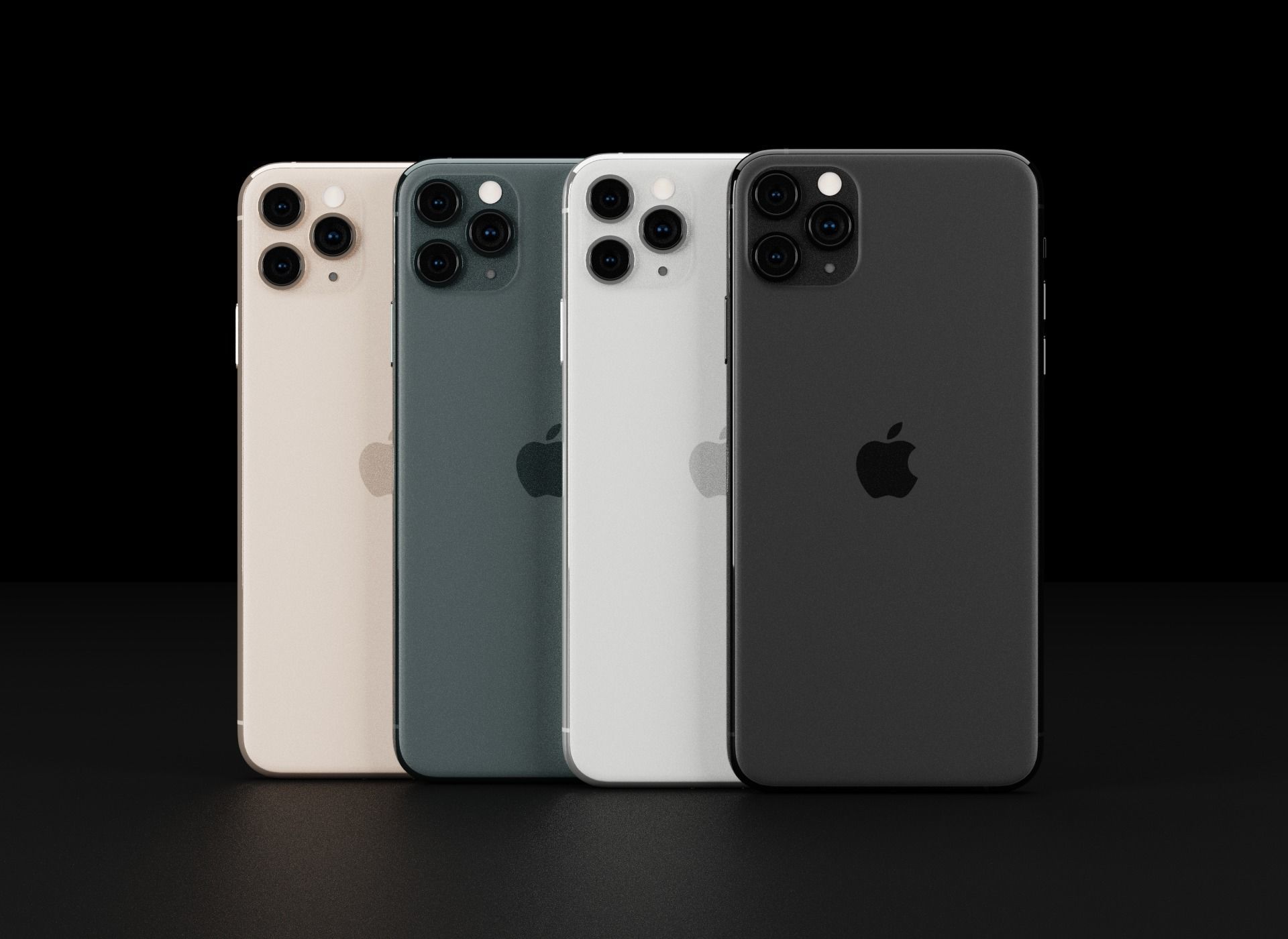 Apple iPhone 11 and 11 Pro and 11 Pro Max Official Colors Low-poly 3D model_2