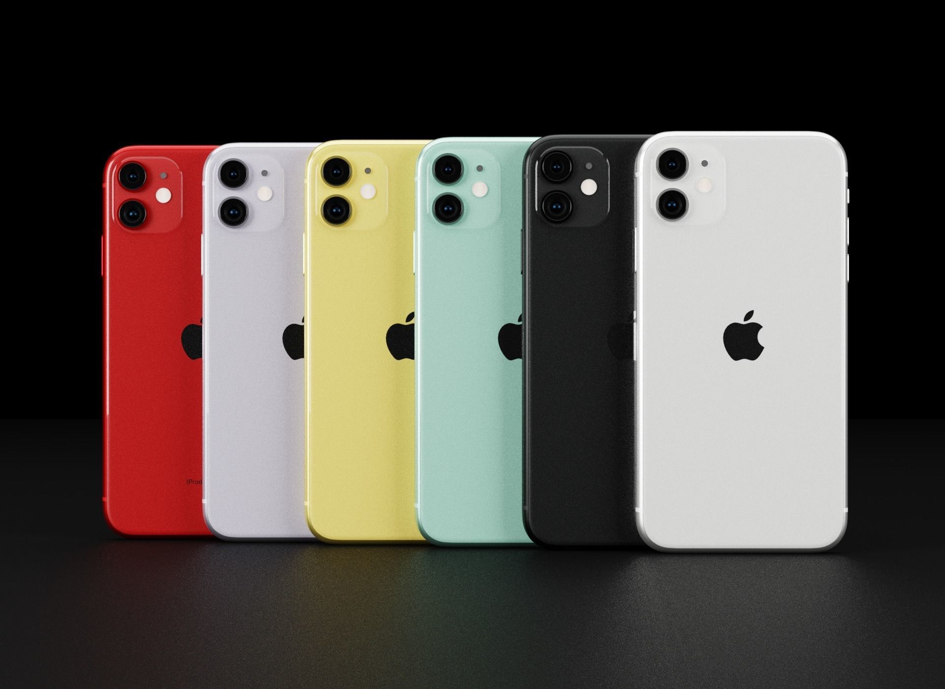 Apple iPhone 11 and 11 Pro and 11 Pro Max Official Colors Low-poly 3D model_3