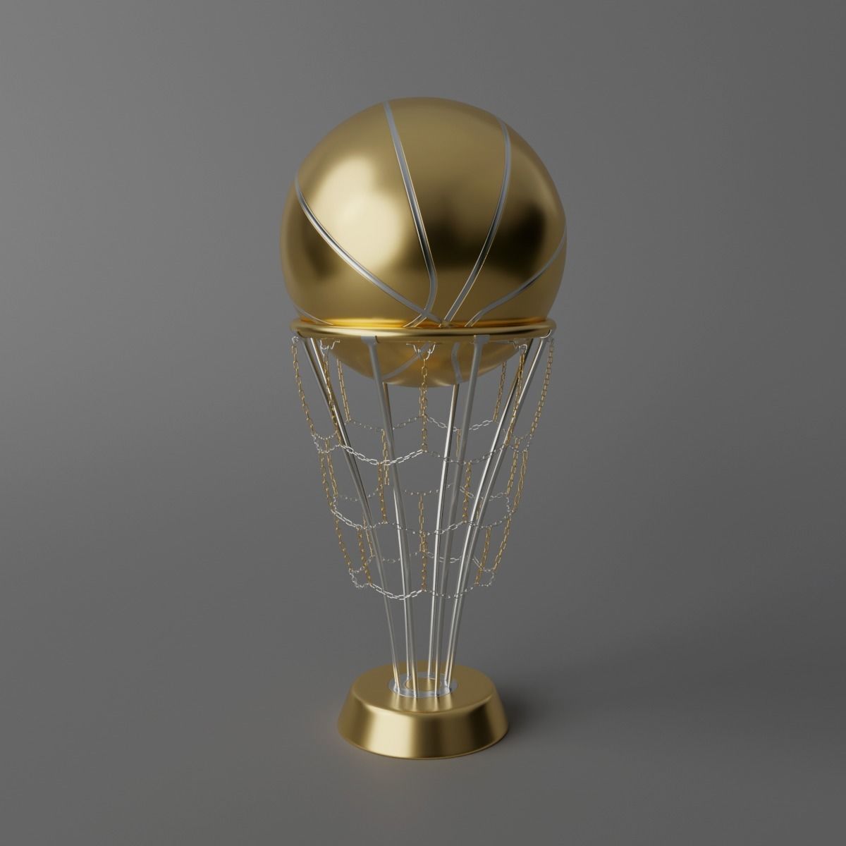 Basketball Trophy Gold Silver 3D model_2