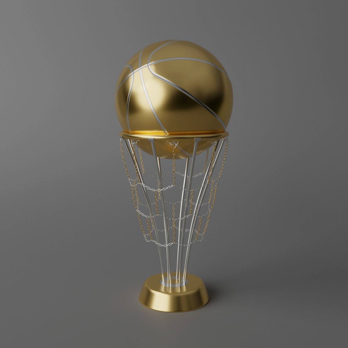Basketball Trophy Gold Silver 3D model_1