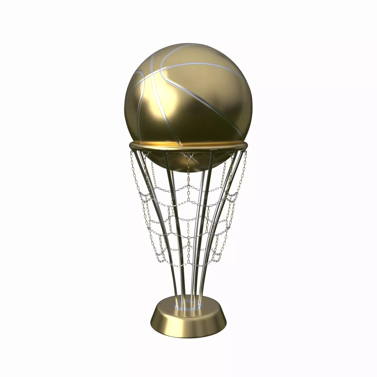 Basketball Trophy Gold Silver 3D model_0