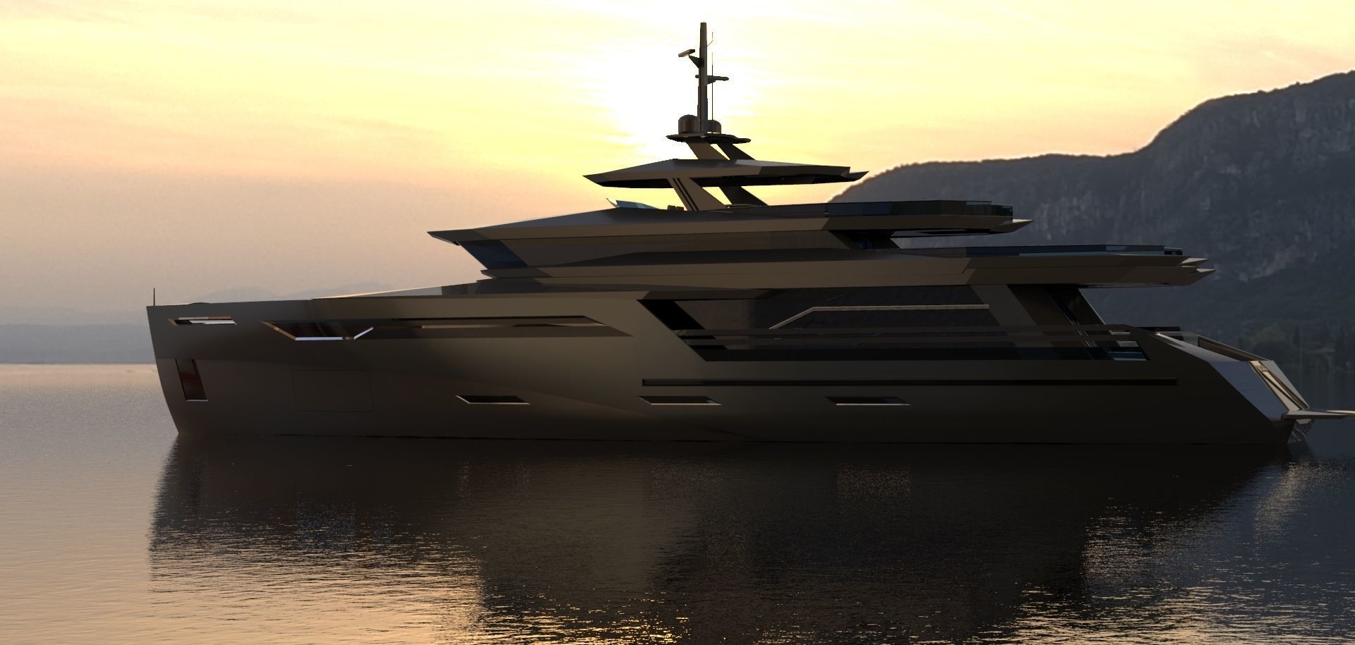 MEGA YACHT EXTERIOR CONCEPT DESIGN 3D model_9