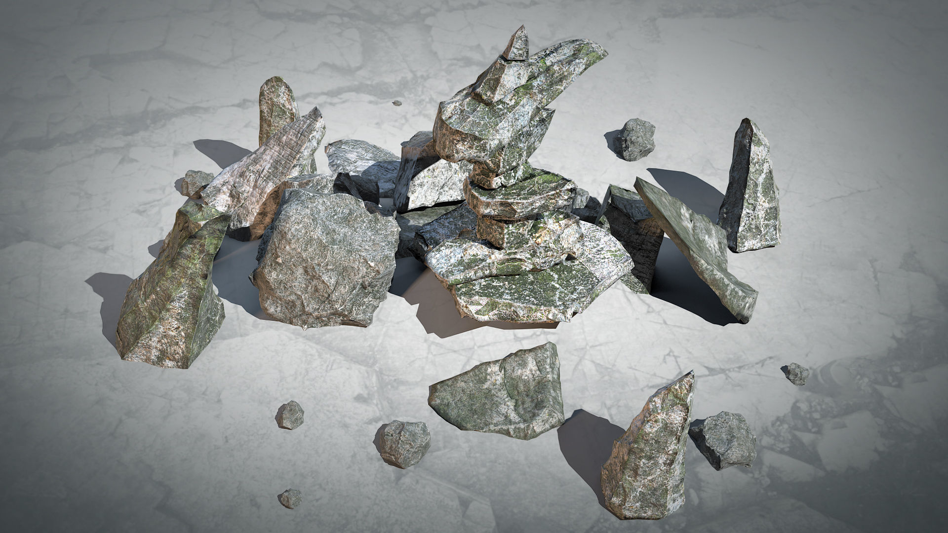 PBR Stones Set 01 3D Model Collection_16