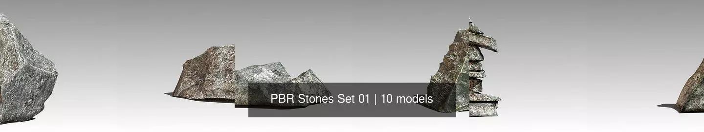 PBR Stones Set 01 3D Model Collection_1