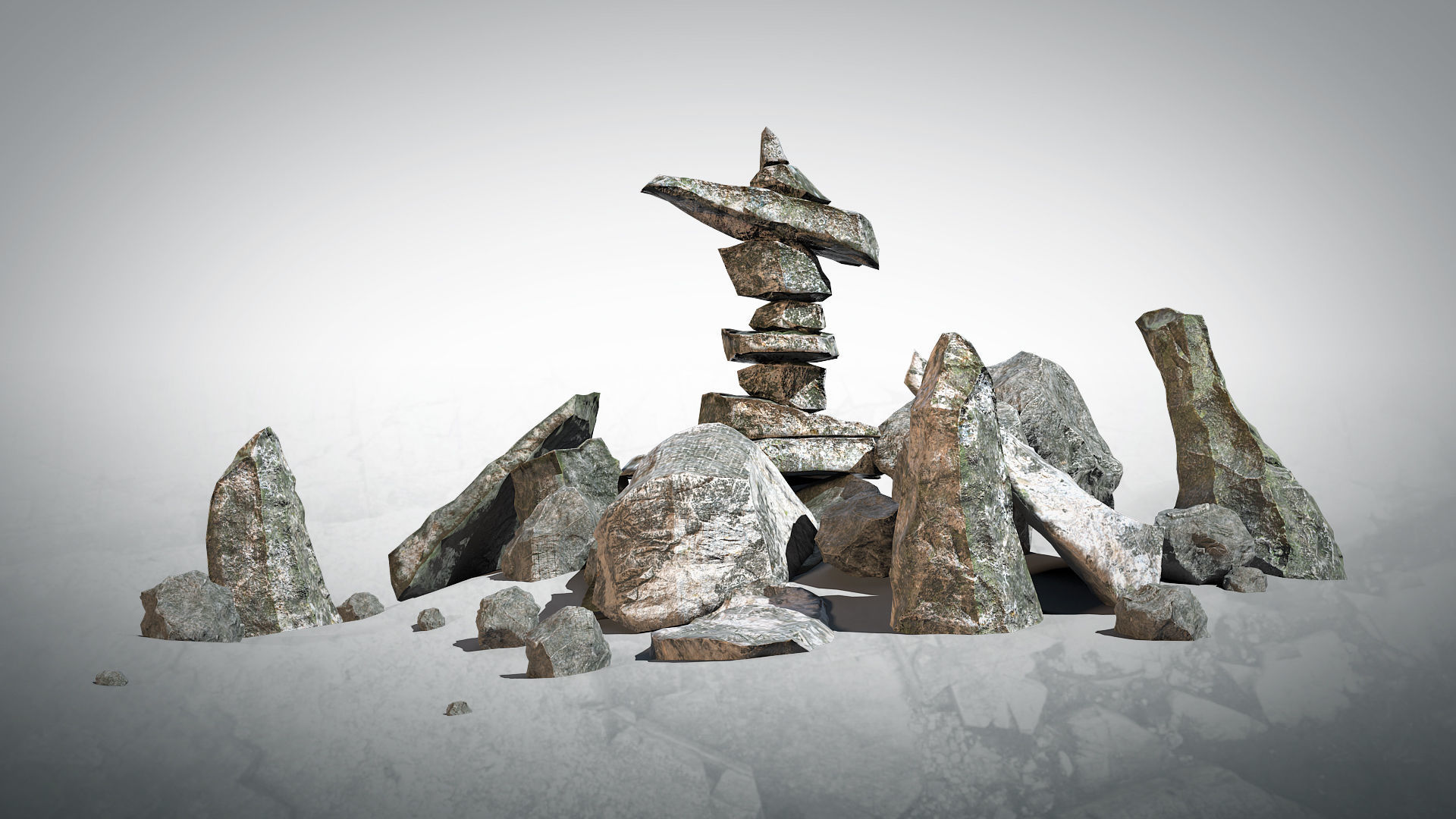 PBR Stones Set 01 3D Model Collection_17