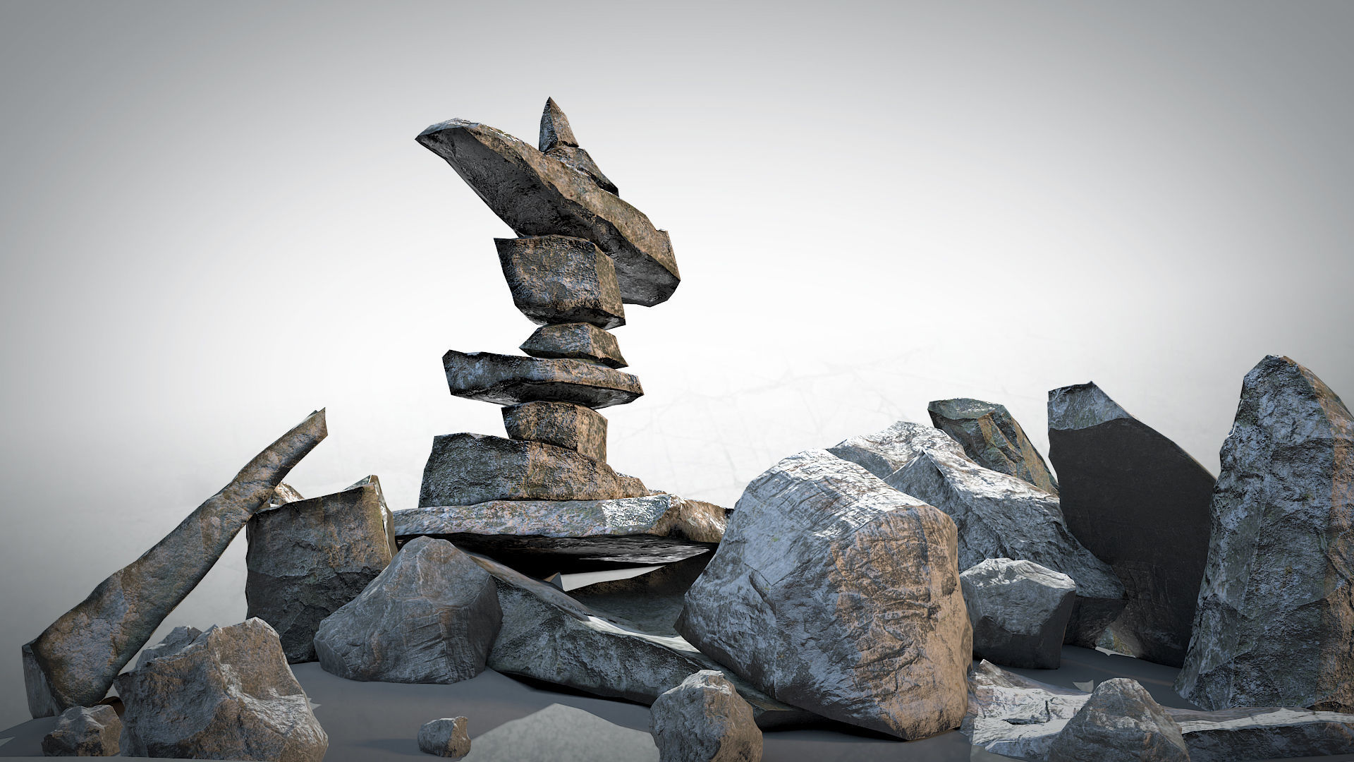 PBR Stones Set 01 3D Model Collection_18