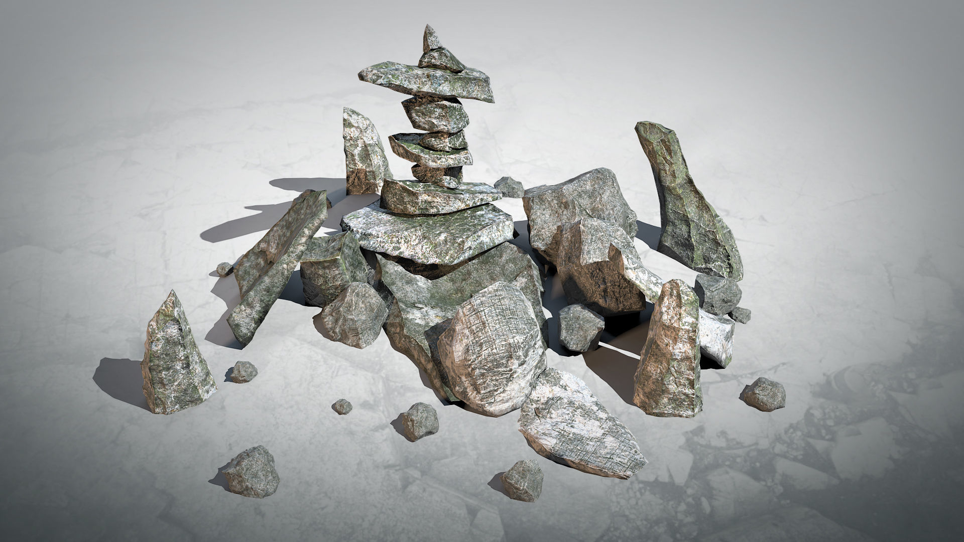 PBR Stones Set 01 3D Model Collection_14