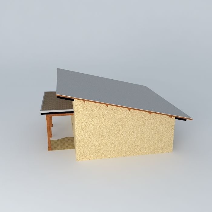 Strawbale Studio House Free 3D model_2