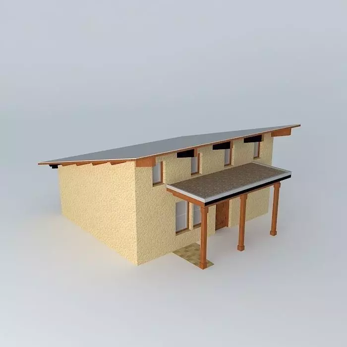 Strawbale Studio House Free 3D model_0