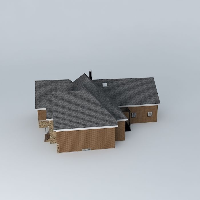 Red Brick House Free 3D model_2