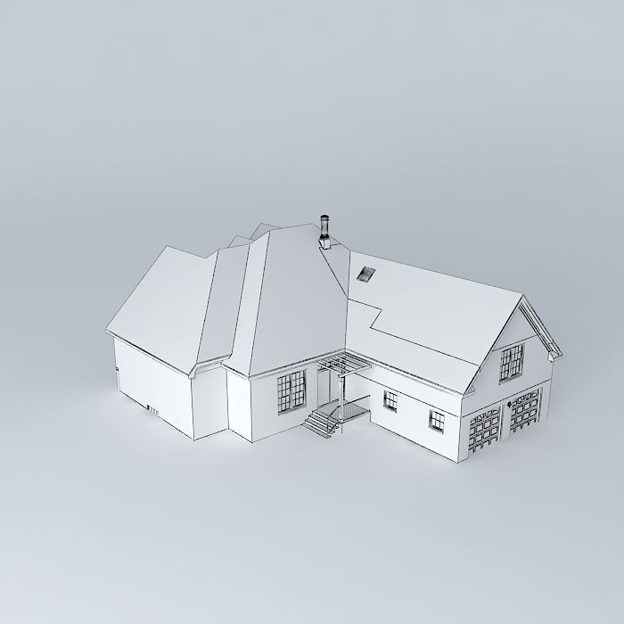 Red Brick House Free 3D model_4