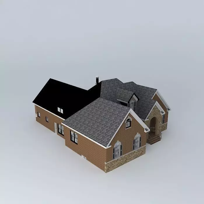 Red Brick House Free 3D model_0
