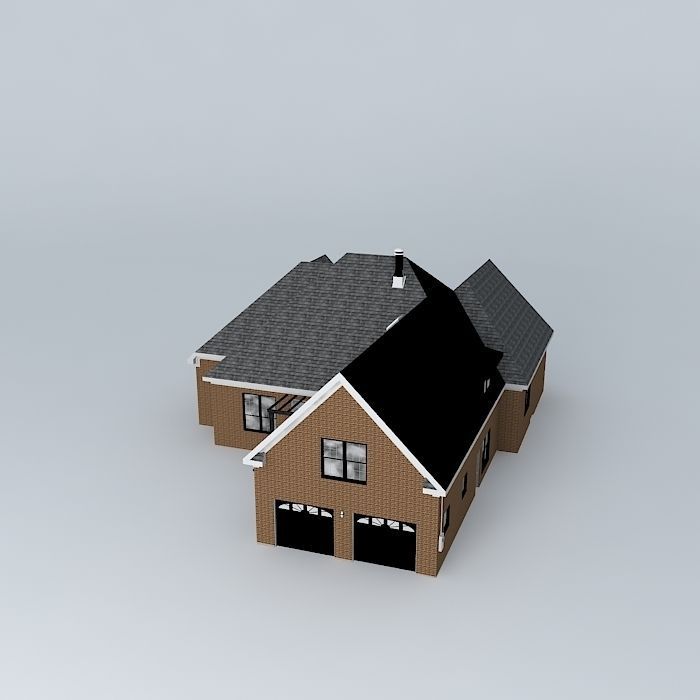 Red Brick House Free 3D model_1