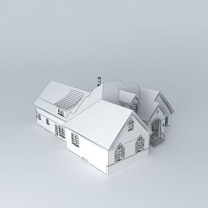 Red Brick House Free 3D model_3