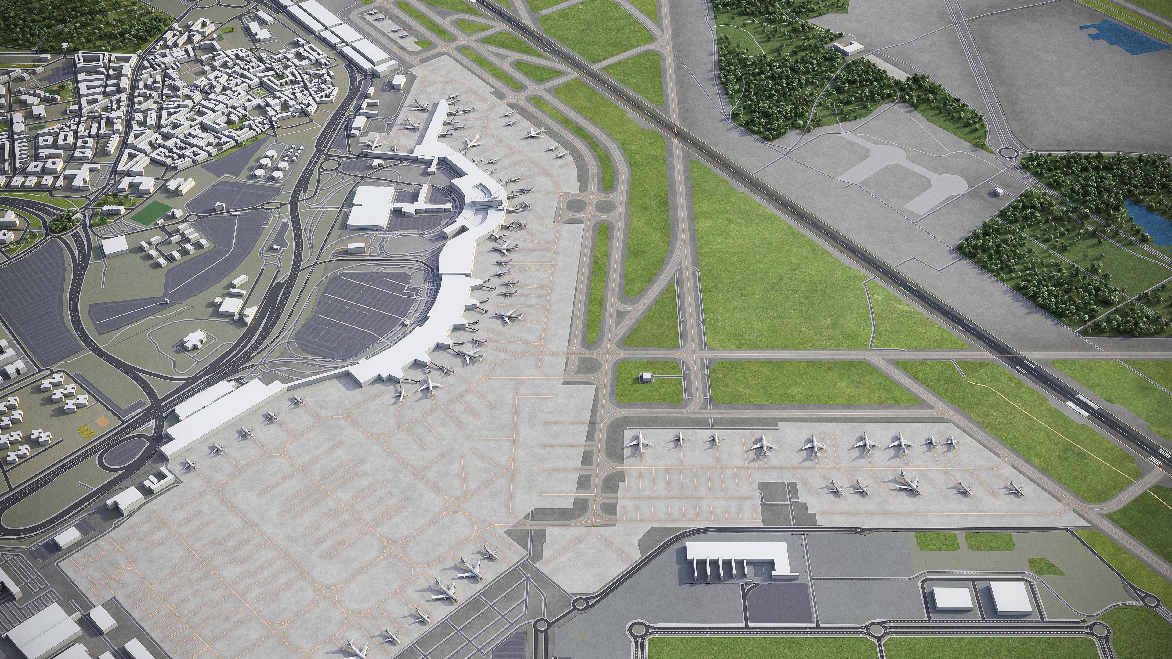 Madrid Airport Low-poly 3D model_13