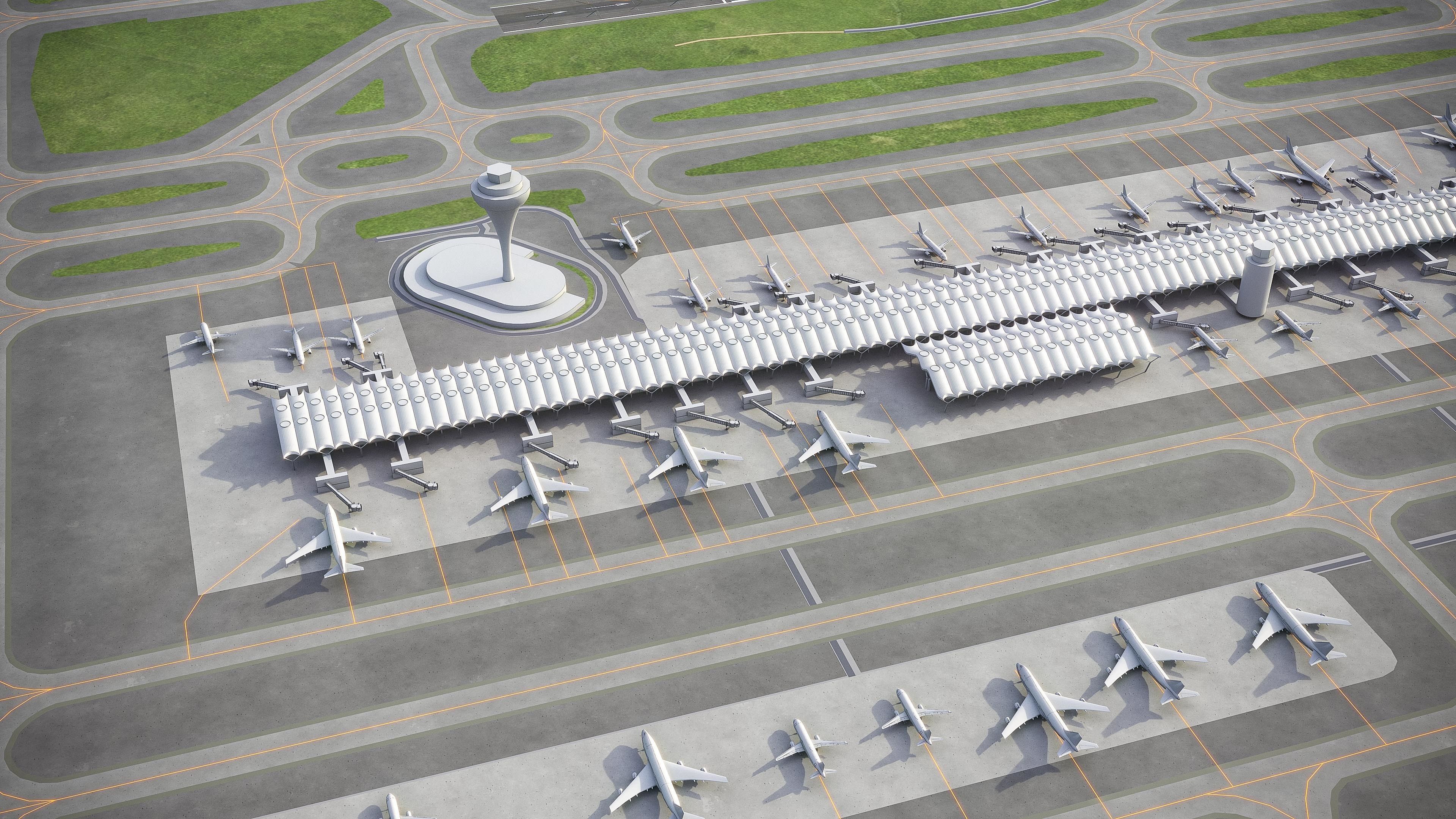 Madrid Airport Low-poly 3D model_5