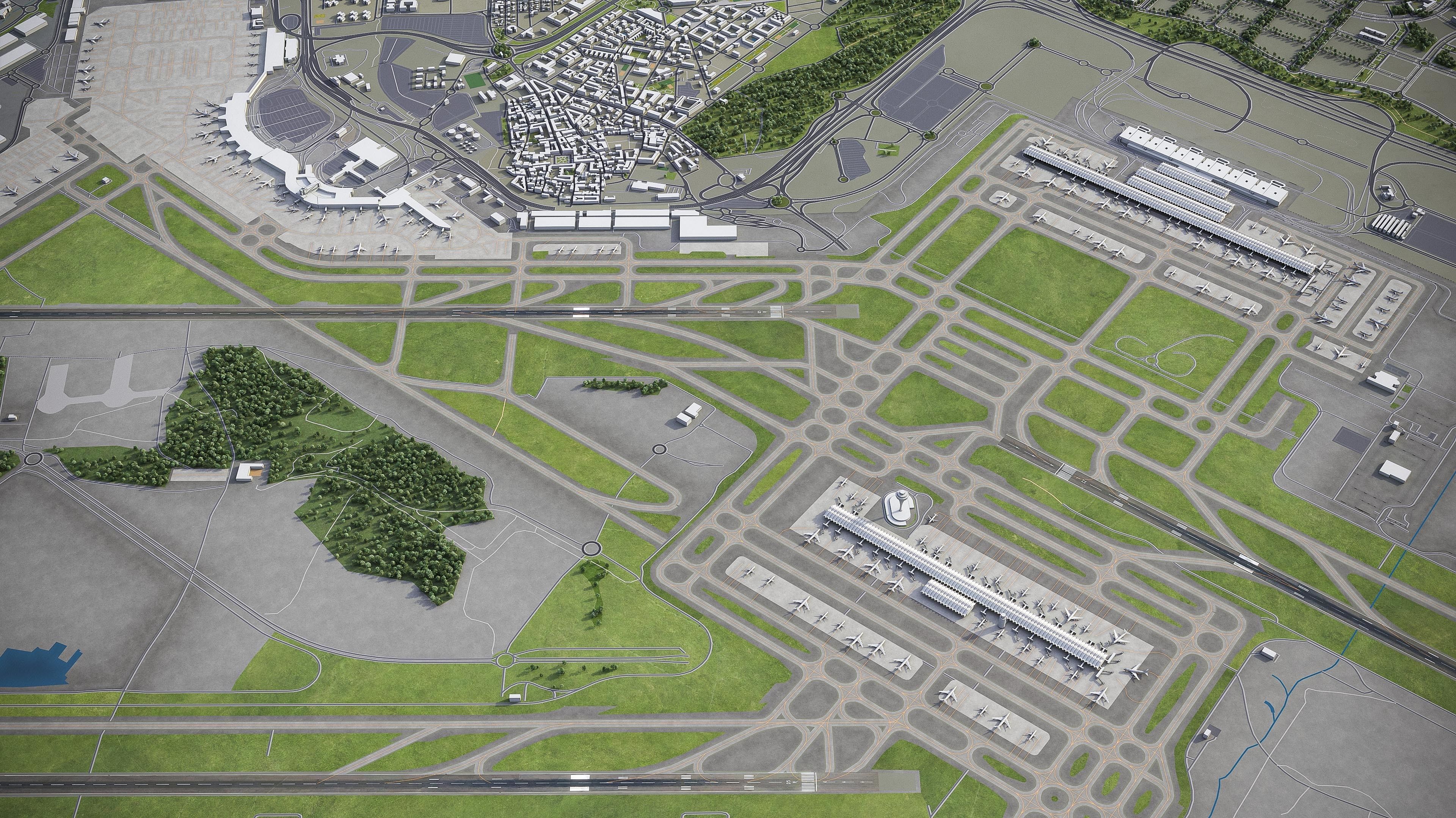 Madrid Airport Low-poly 3D model_11