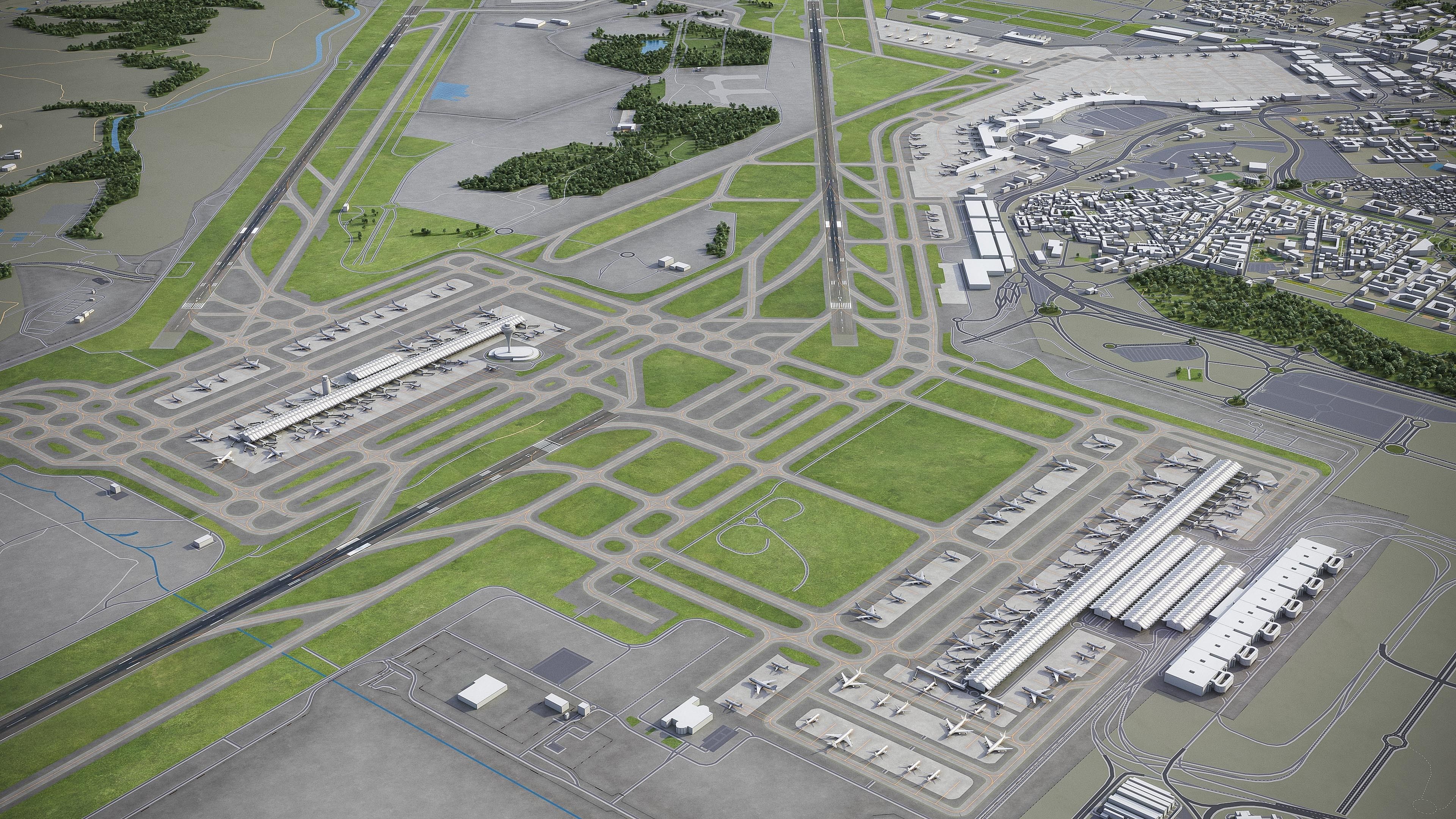 Madrid Airport Low-poly 3D model_10