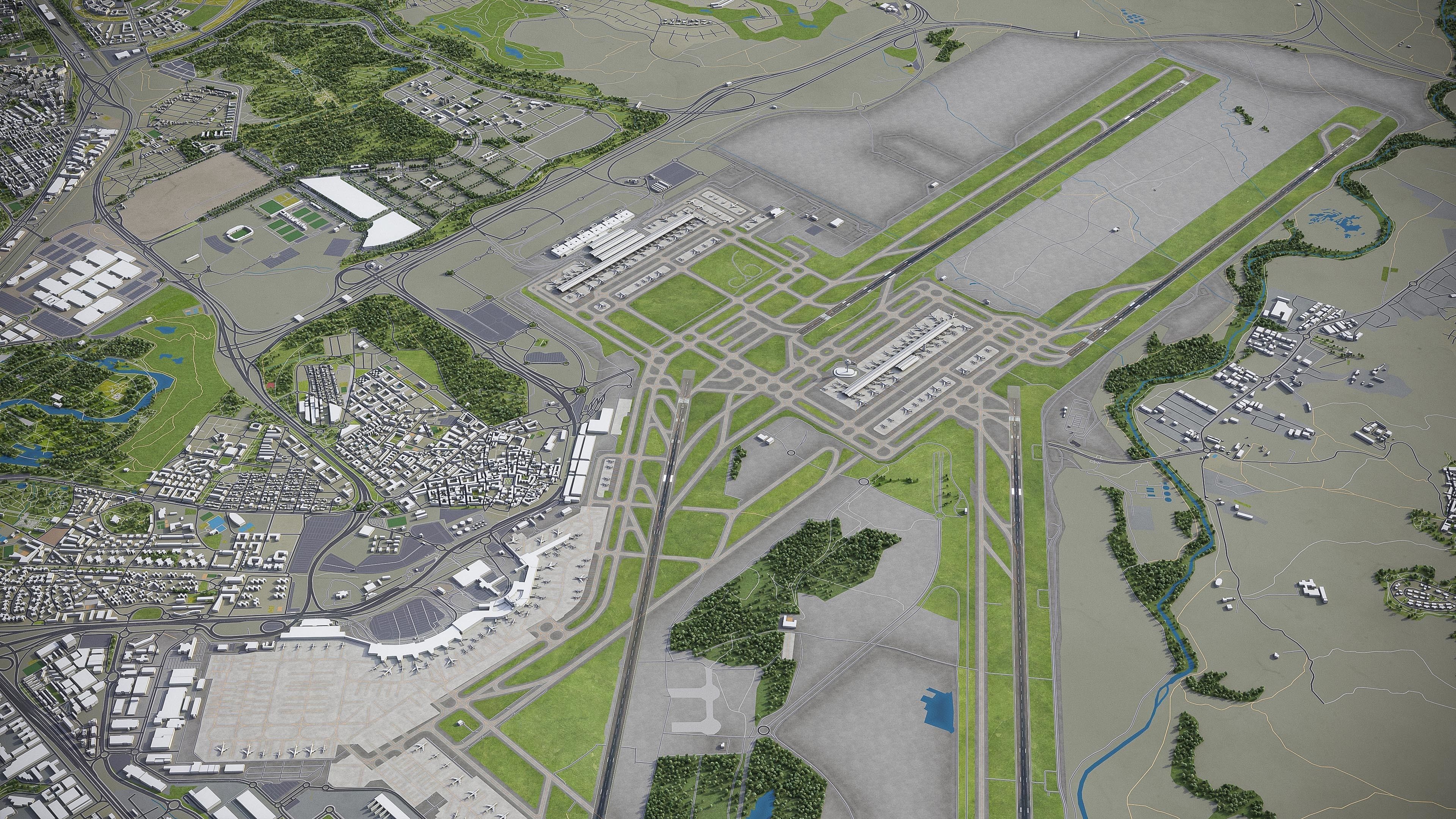 Madrid Airport Low-poly 3D model_12