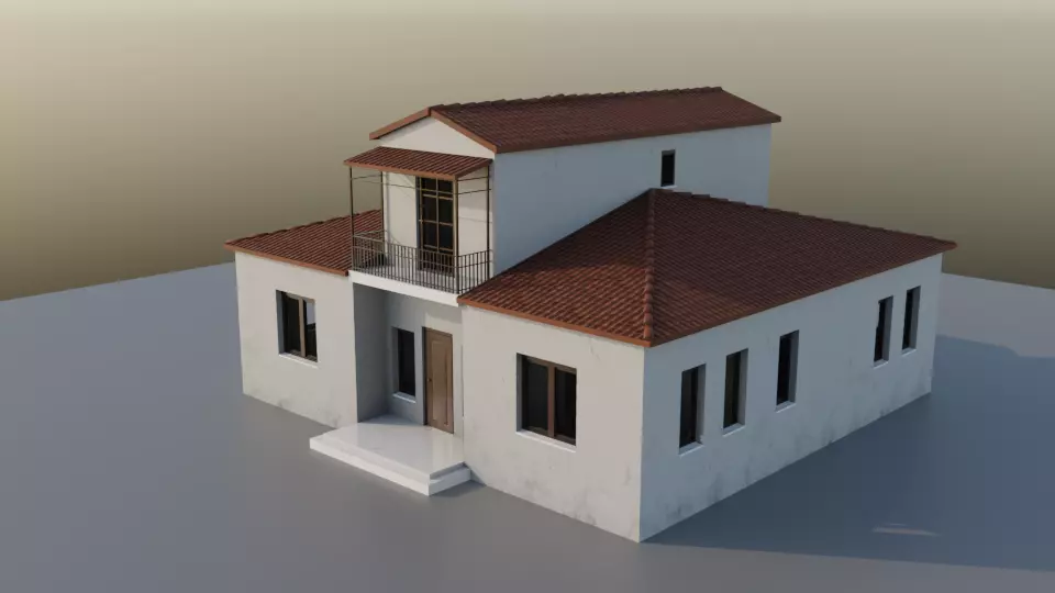 House with interior Low-poly 3D model