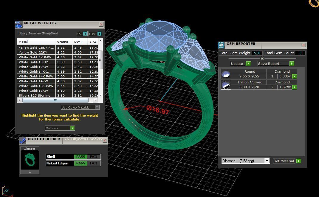 Three gemstone ring  Cg 3 1 3D print model_2