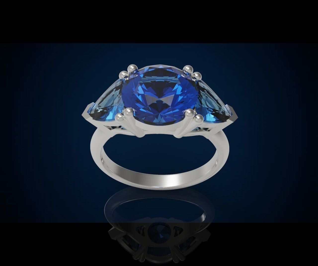Three gemstone ring  Cg 3 1 3D print model_4