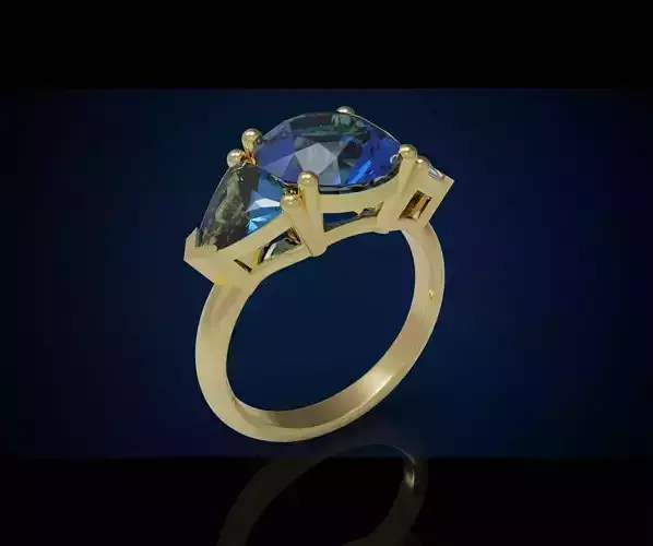 Three gemstone ring  Cg 3 1 3D print model