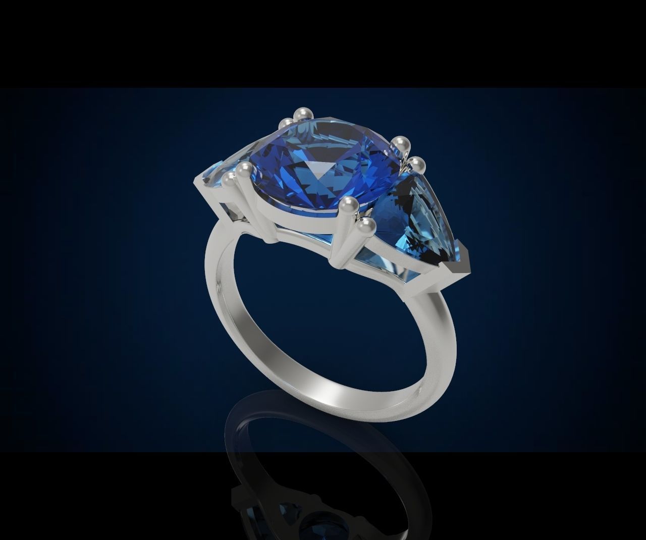 Three gemstone ring  Cg 3 1 3D print model_3