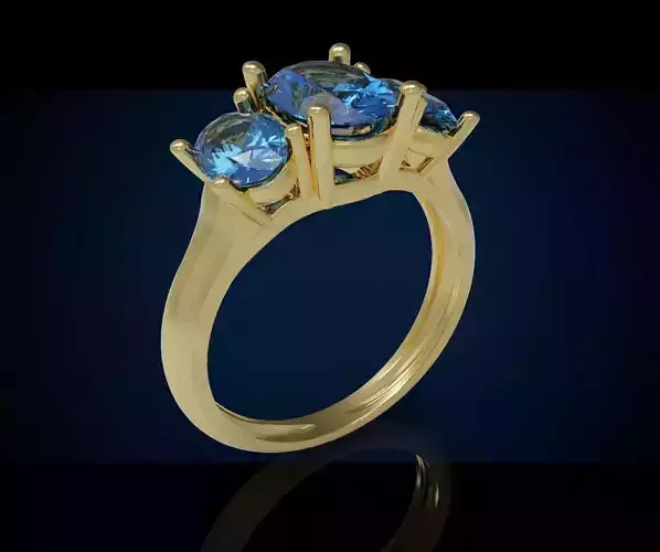 Three gemstone ring  Cg 3 2 3D print model
