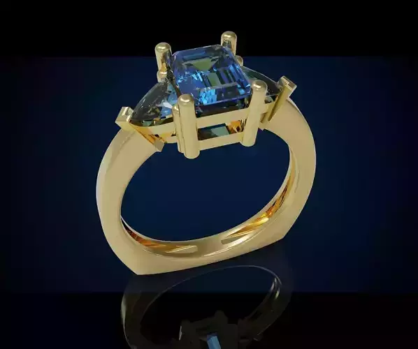 Three gemstone ring  Cg 3 3 3D print model