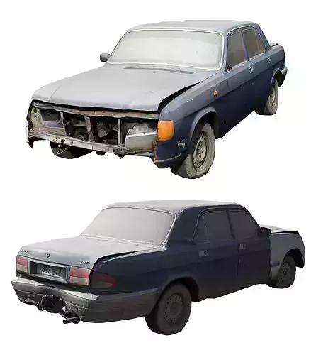 Old Soviet Car Volga Low-poly 3D model