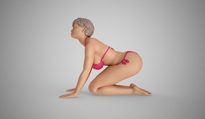 Girl in Cat Pose 3D print model