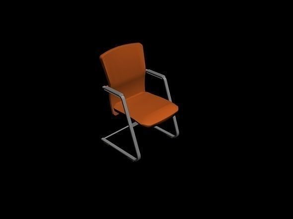 Low Poly Chair orange 3D print model