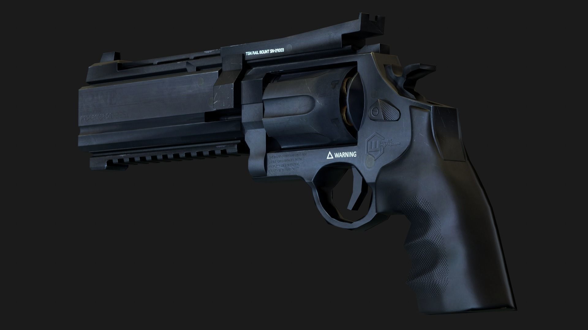 Weapon Pistol revolver Gameready Low-poly 3D model_1