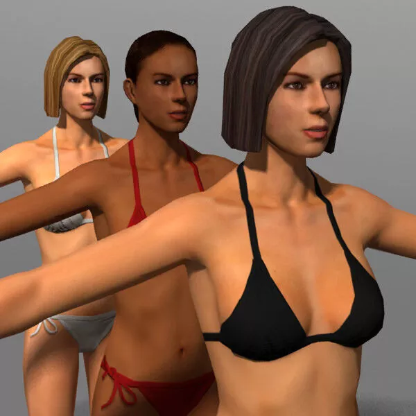 Swimwear Girls 3D Models - T-Pose Low-poly 3D model