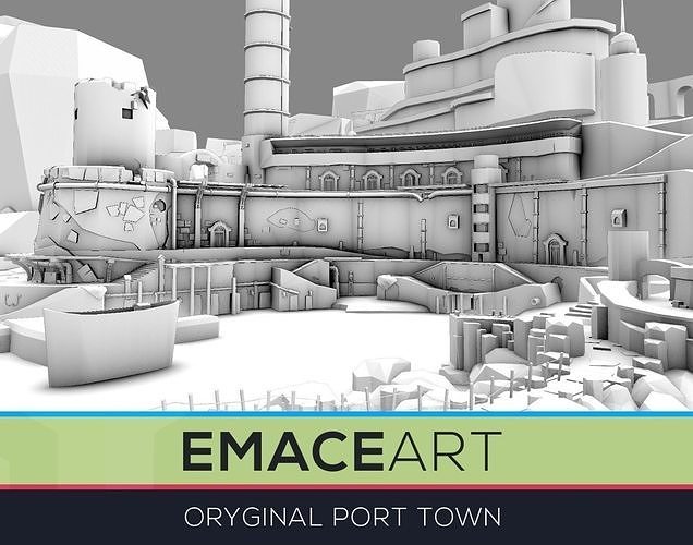 Harboria - Stylized Low Poly Harbour  Low-poly 3D model