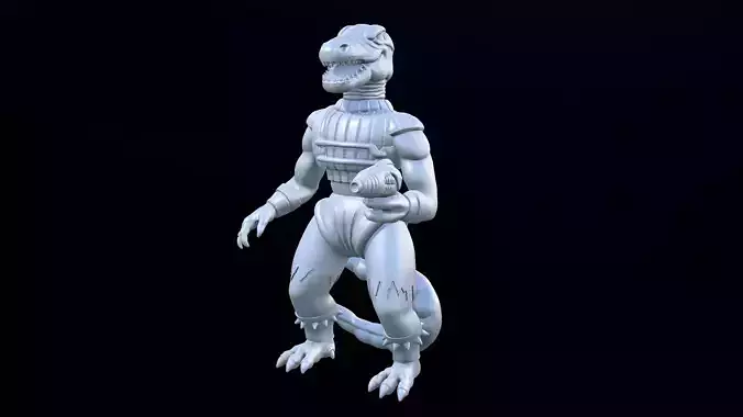 Dinosaucers dinosaur holding gun 3D print model