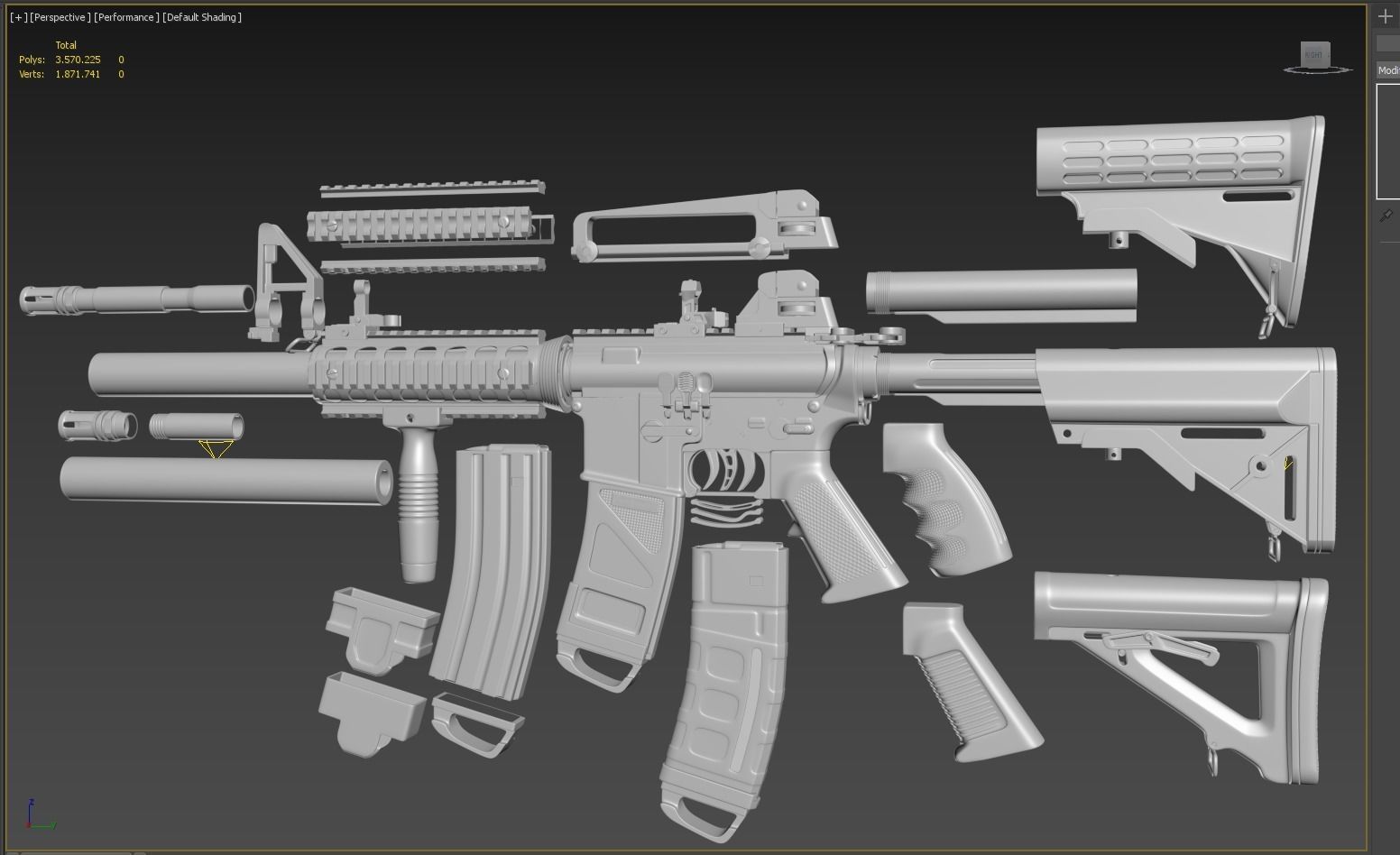 M4A1 Custom 3D model_1