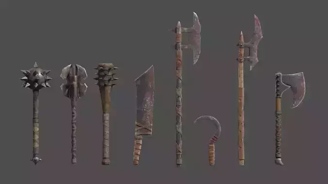 Orc Weapons Low-poly 3D model
