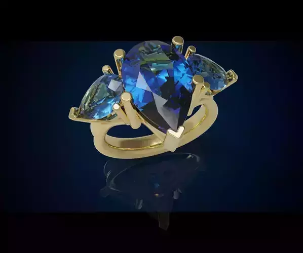 Three gemstone ring  Cg 3 4 3D print model