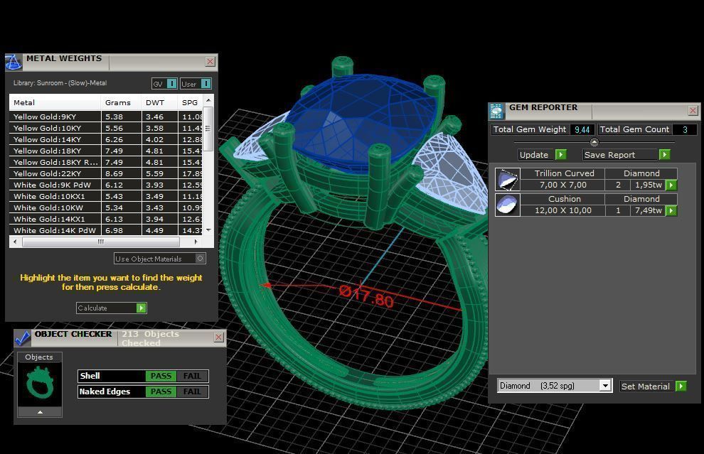 Three gemstone ring  Cg 3 6 3D print model_2