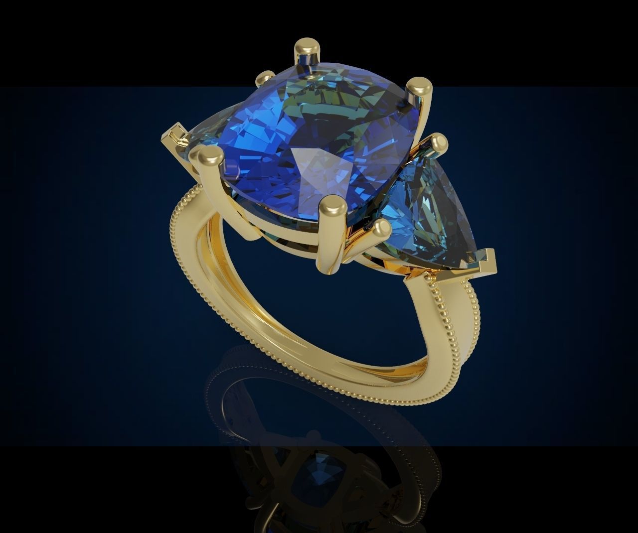 Three gemstone ring  Cg 3 6 3D print model_11